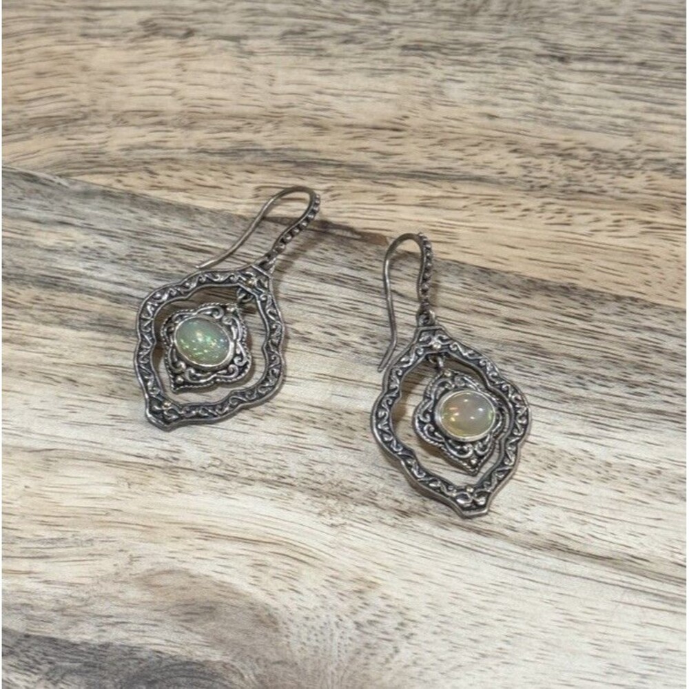 Vintage Authentic 925 Topaz Silver Earring With 18k Gold Accent JD Stamped